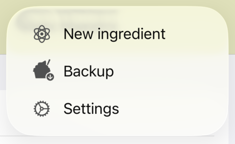 The Backup sheet with data and PDF options.